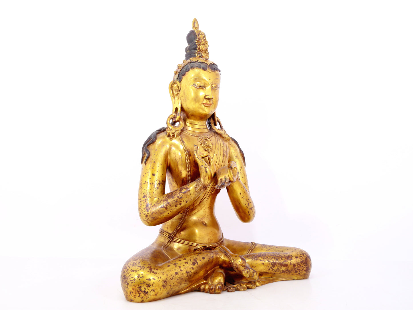 A serene gilt bronze Bodhisattva statue