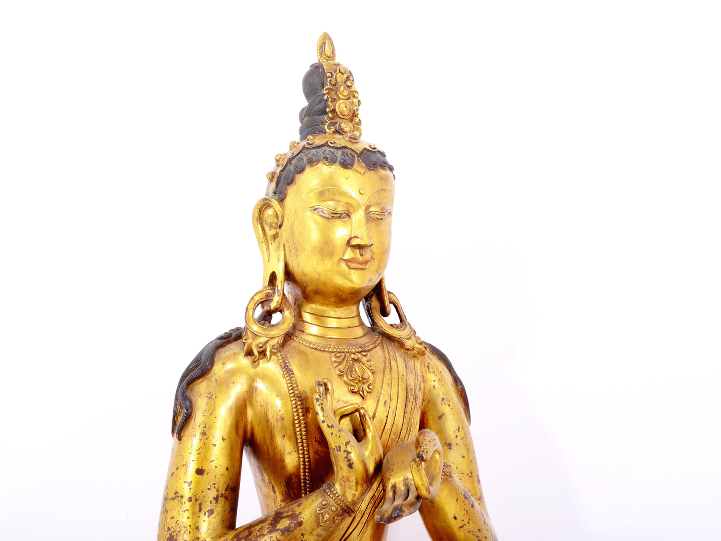 A serene gilt bronze Bodhisattva statue