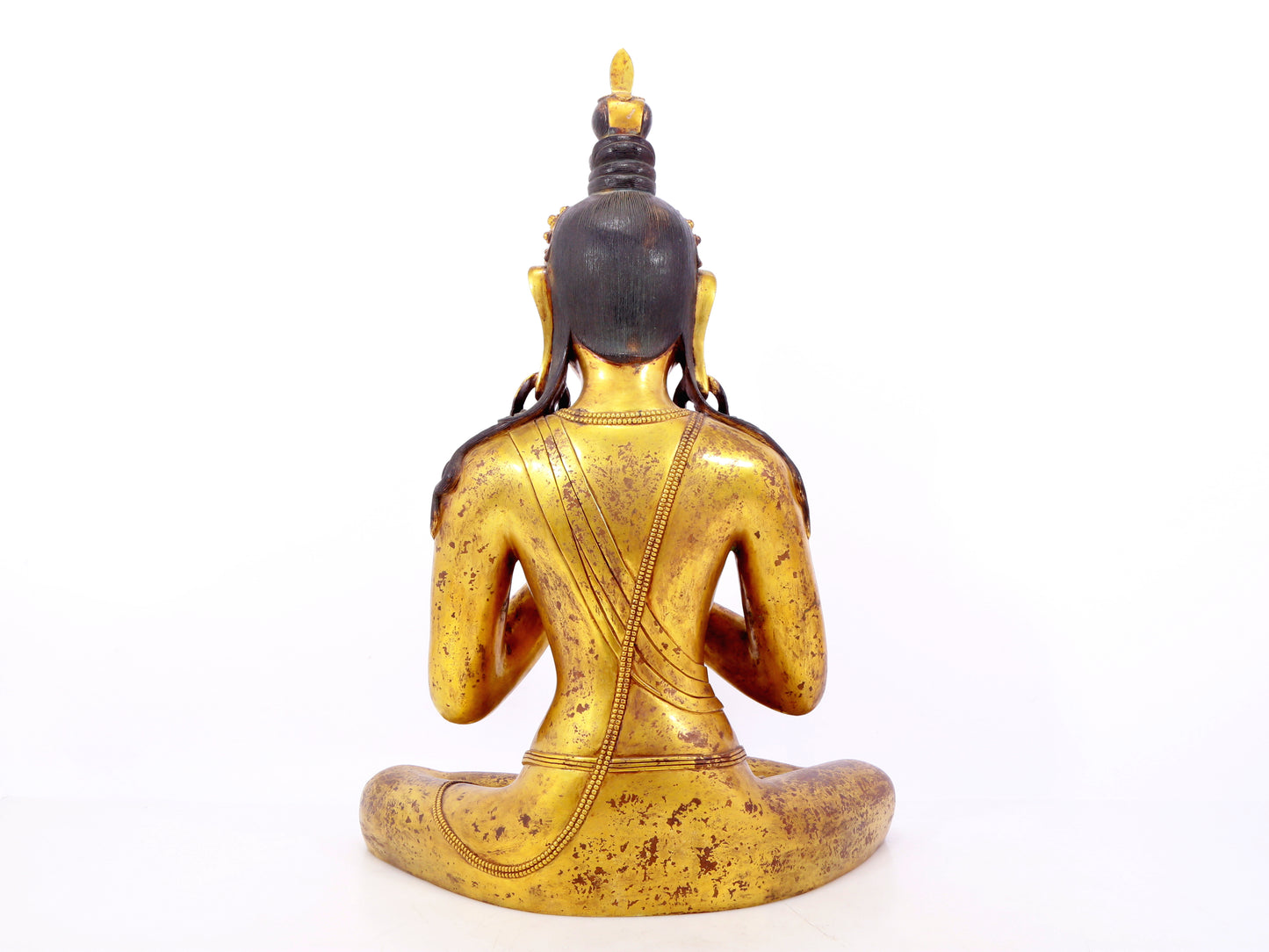 A serene gilt bronze Bodhisattva statue