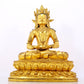 A serene gilt bronze statue of Amitayus Buddha