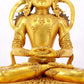 A serene gilt bronze statue of Amitayus Buddha