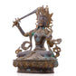 A serene gilt bronze statue of Manjushri Bodhisattva