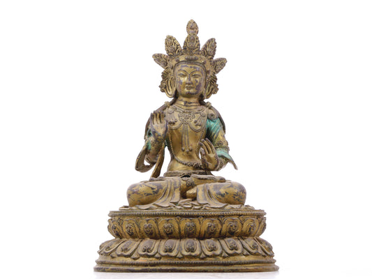 A serene gilt bronze Bodhisattva statue