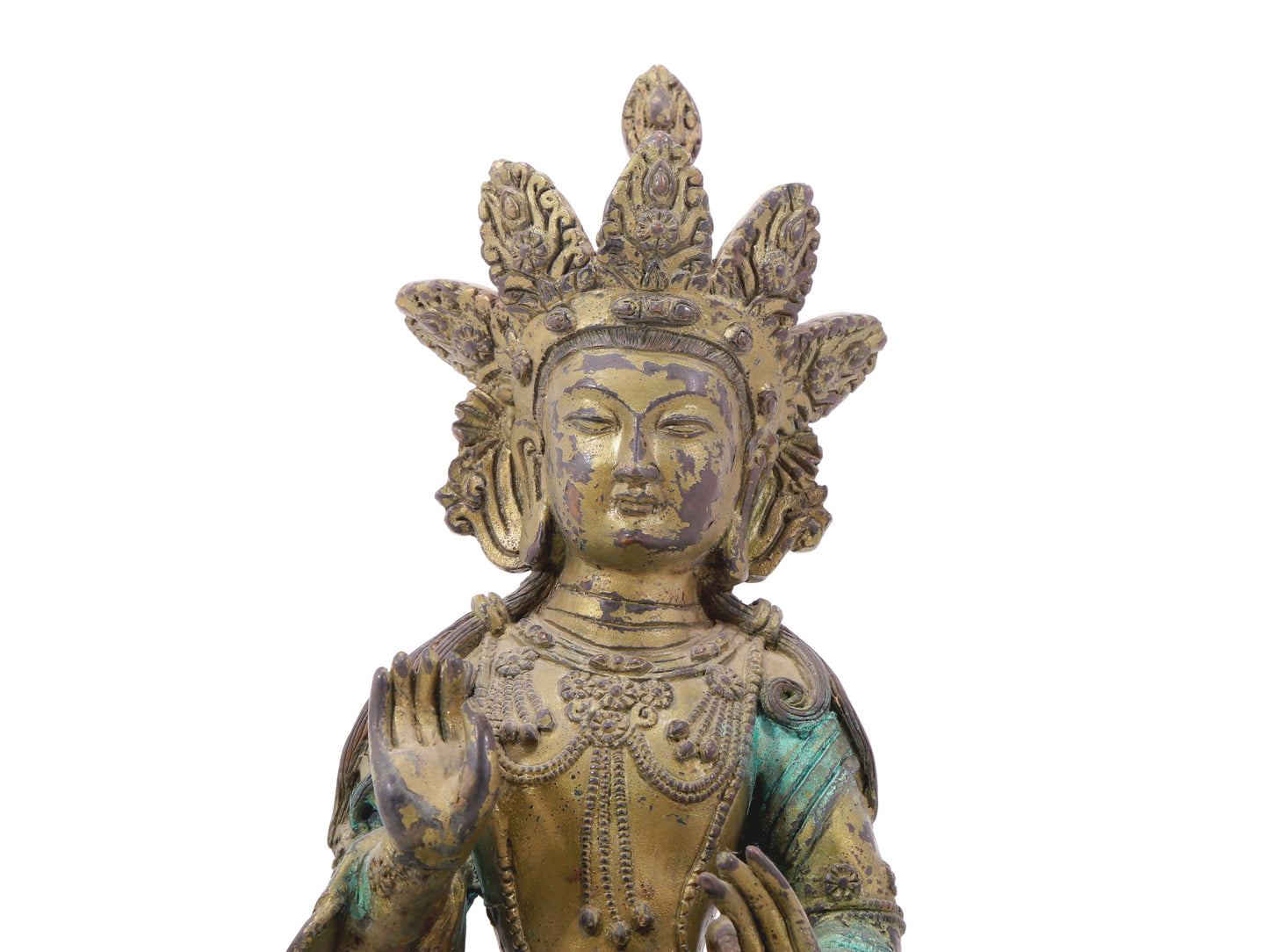 A serene gilt bronze Bodhisattva statue