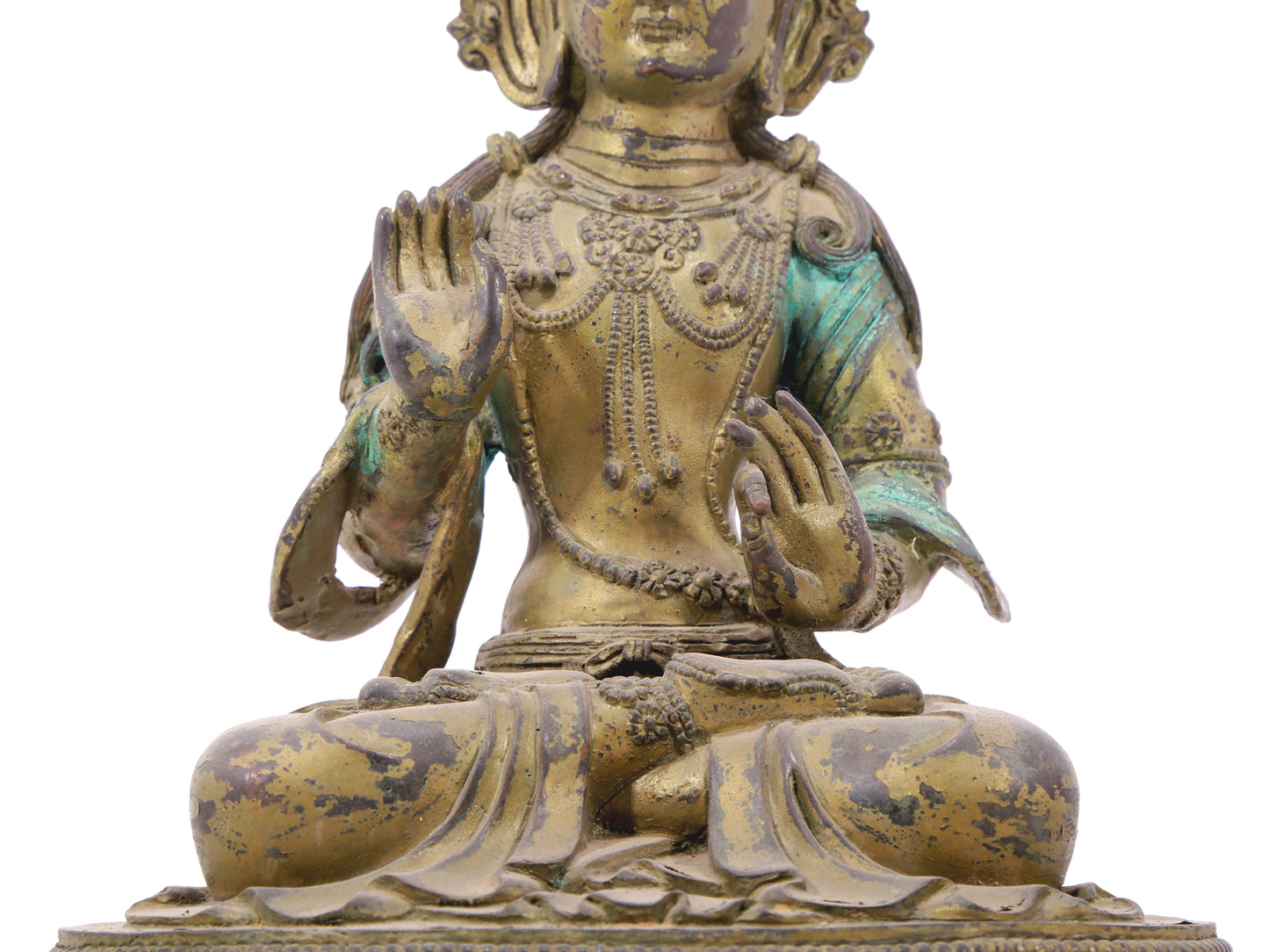 A serene gilt bronze Bodhisattva statue