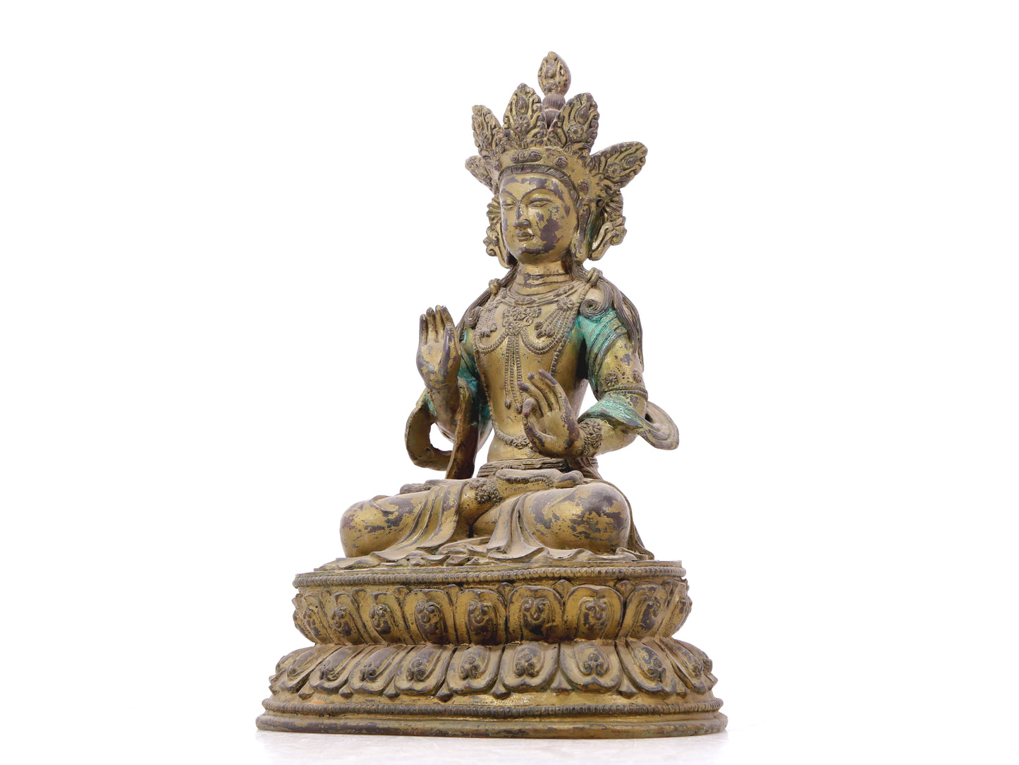 A serene gilt bronze Bodhisattva statue