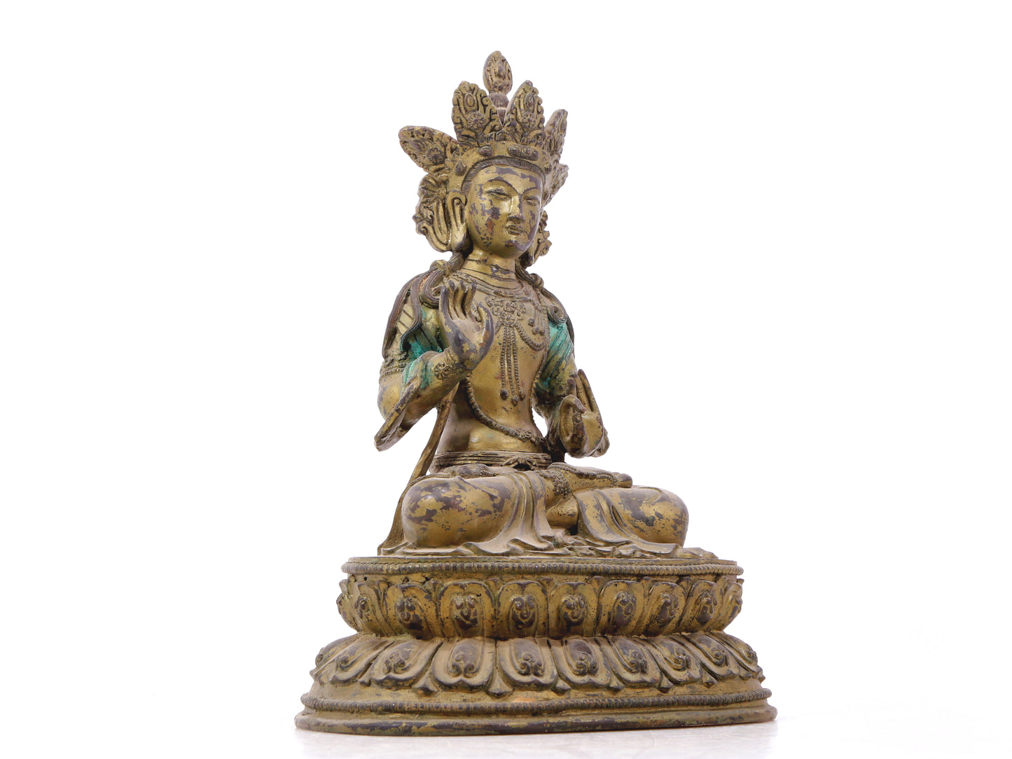 A serene gilt bronze Bodhisattva statue