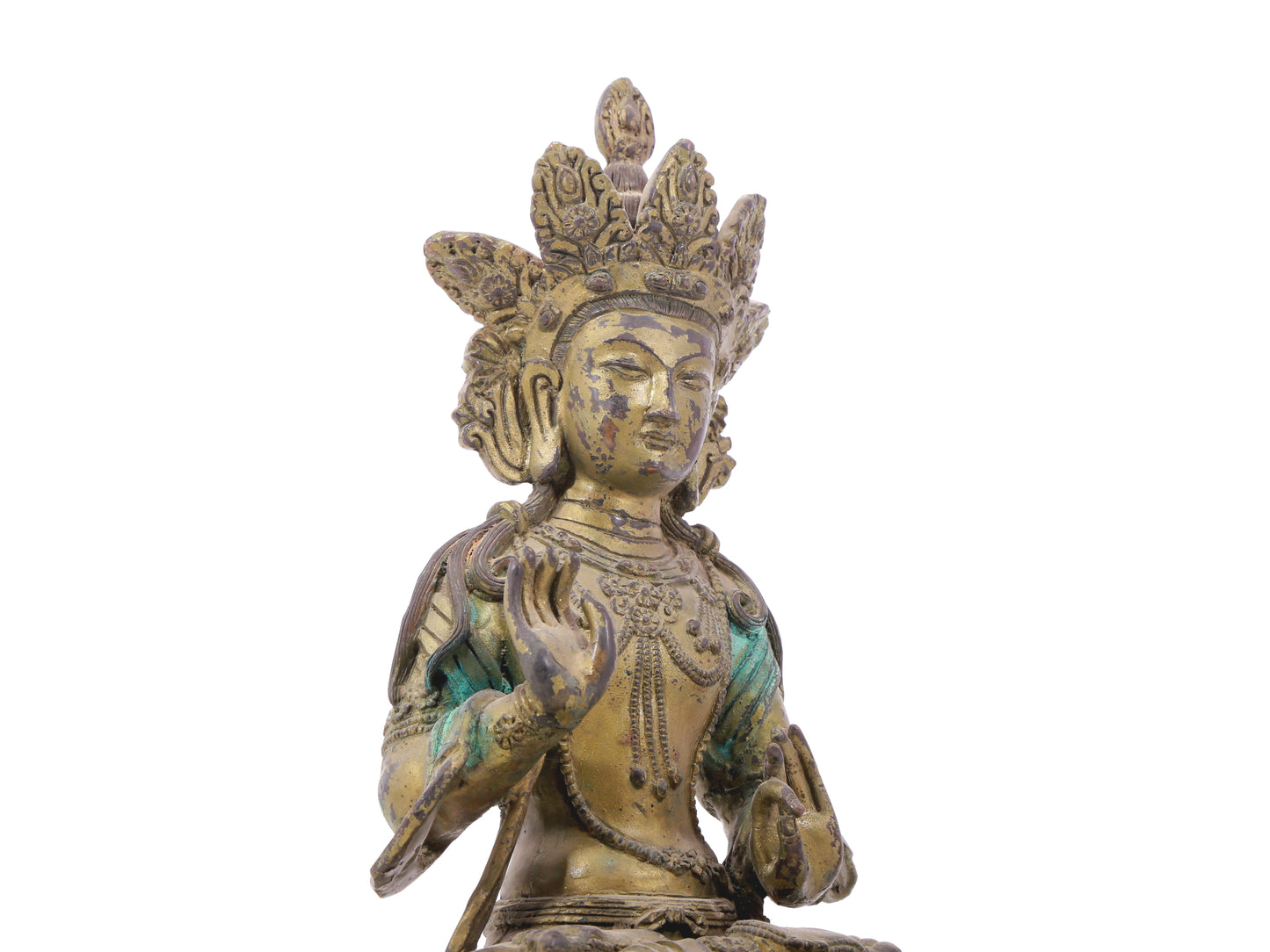 A serene gilt bronze Bodhisattva statue