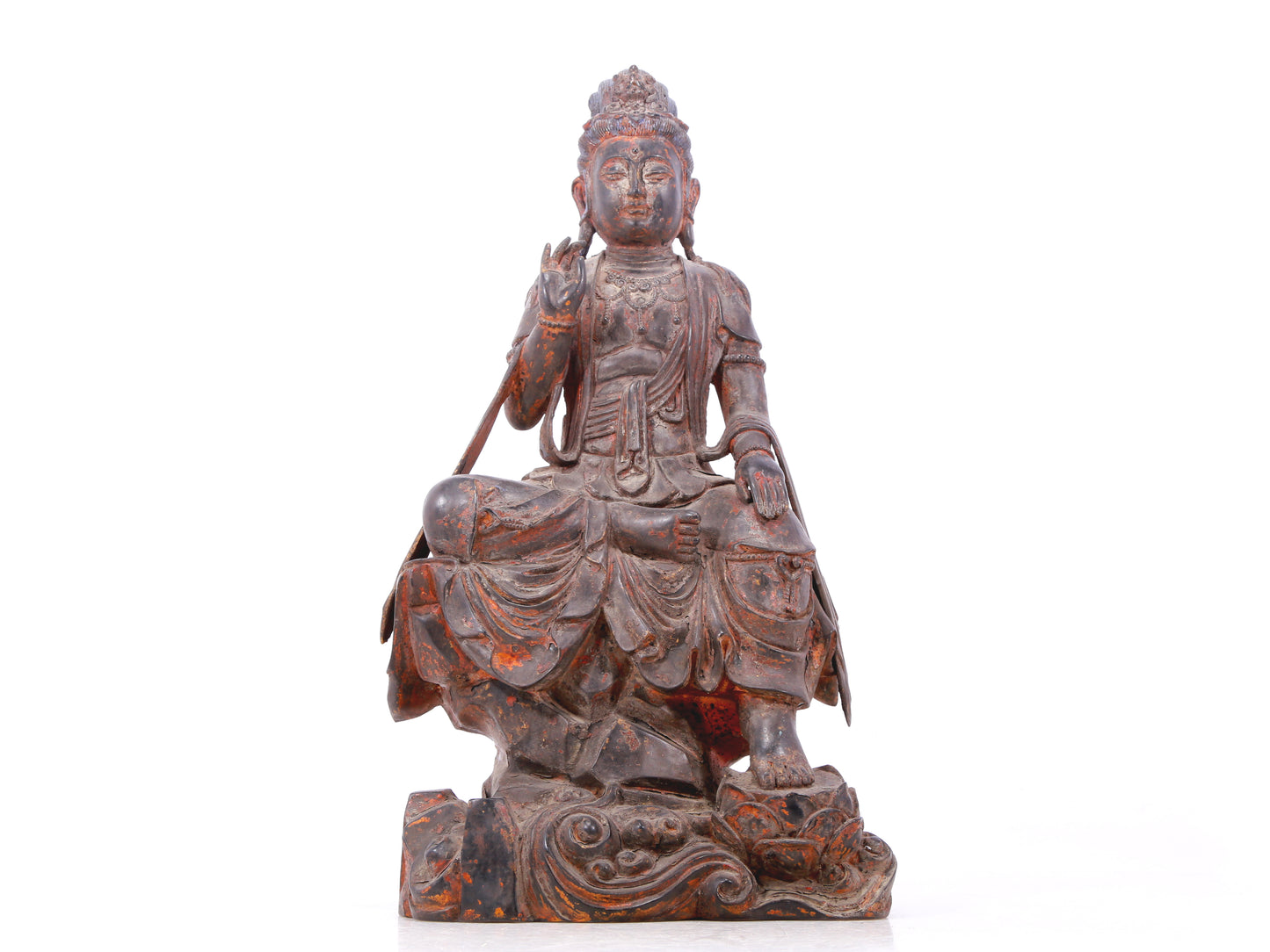 A serene gilt bronze Guanyin statue