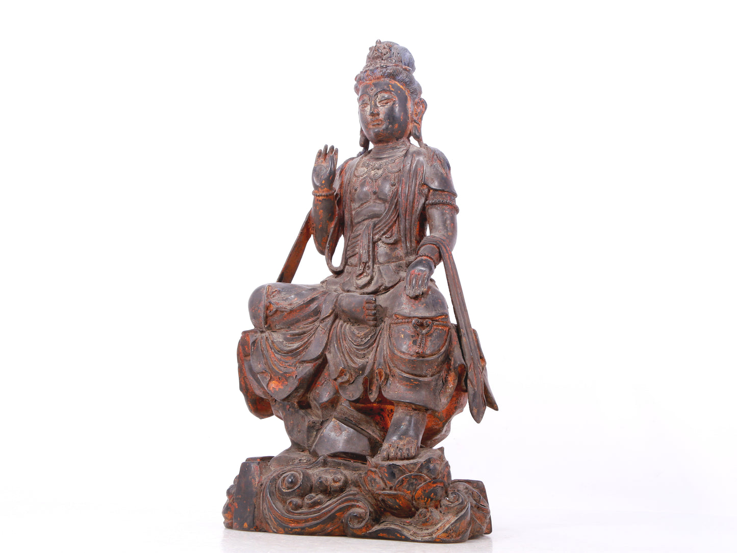 A serene gilt bronze Guanyin statue