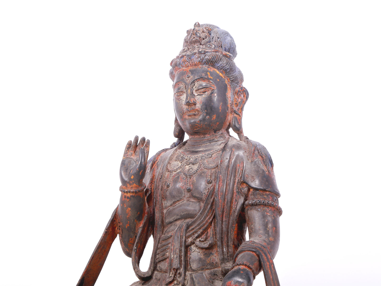 A serene gilt bronze Guanyin statue