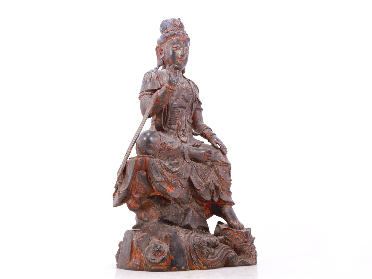 A serene gilt bronze Guanyin statue