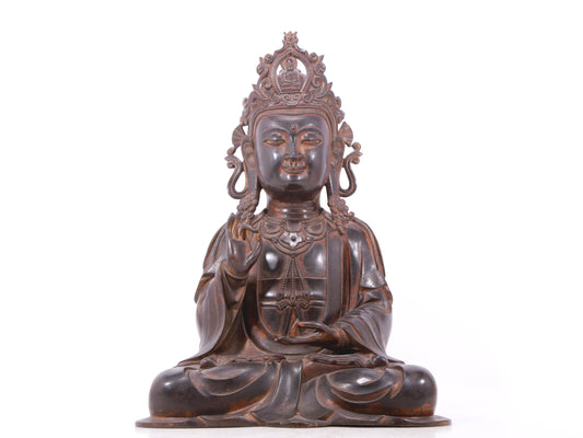 A serene gilt bronze Guanyin statue