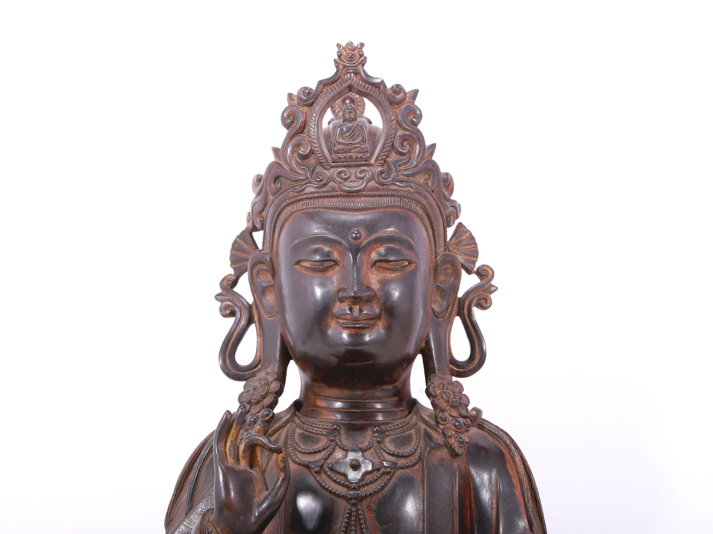 A serene gilt bronze Guanyin statue