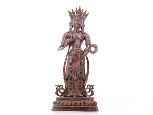 A serene gilt bronze Bodhisattva statue