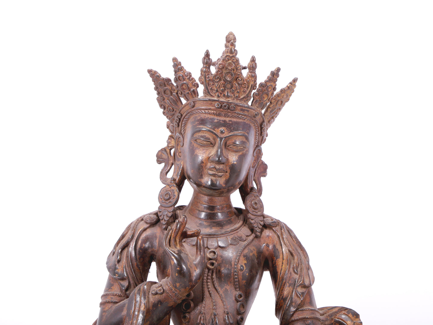 A serene gilt bronze Bodhisattva statue