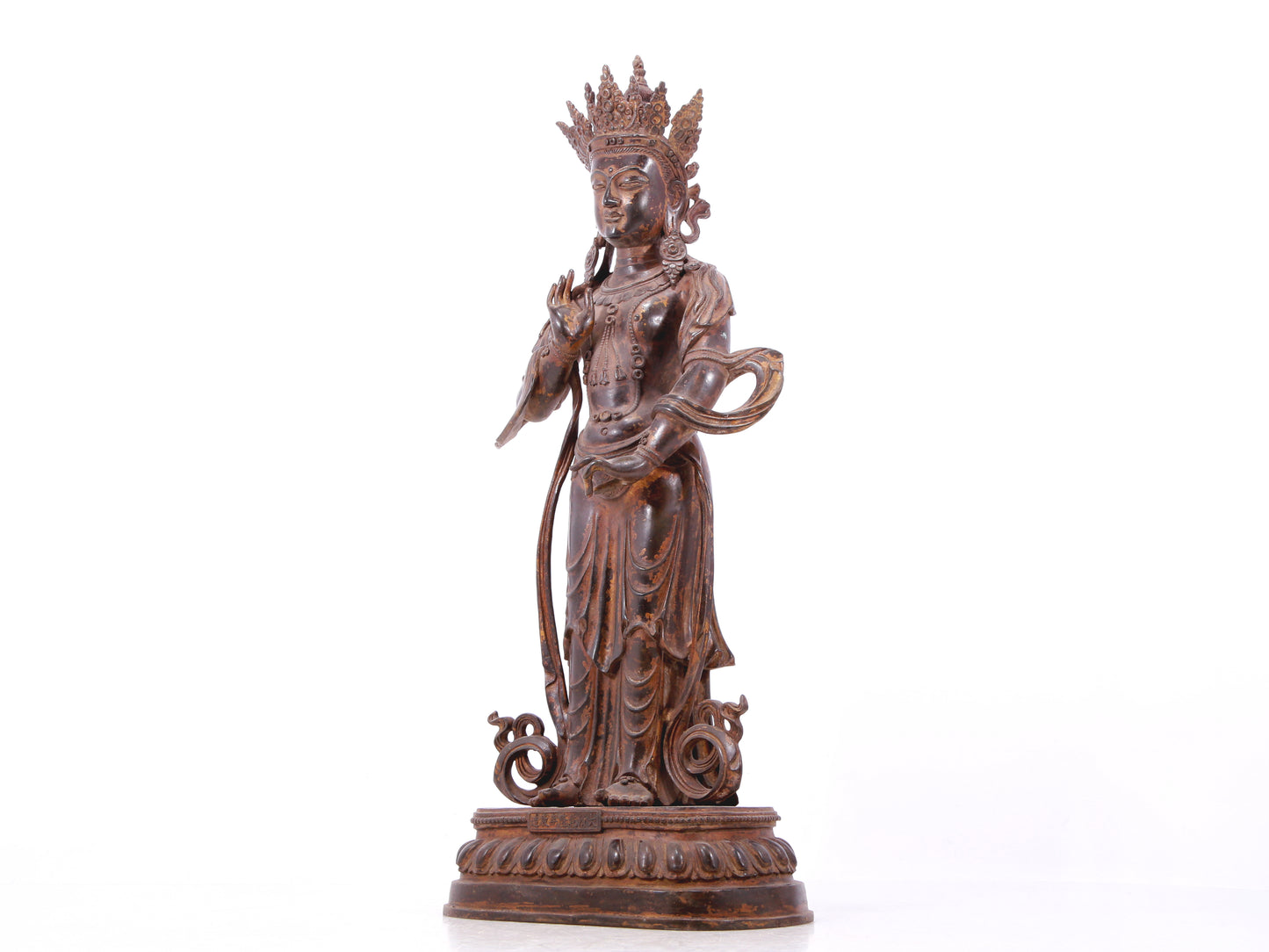 A serene gilt bronze Bodhisattva statue