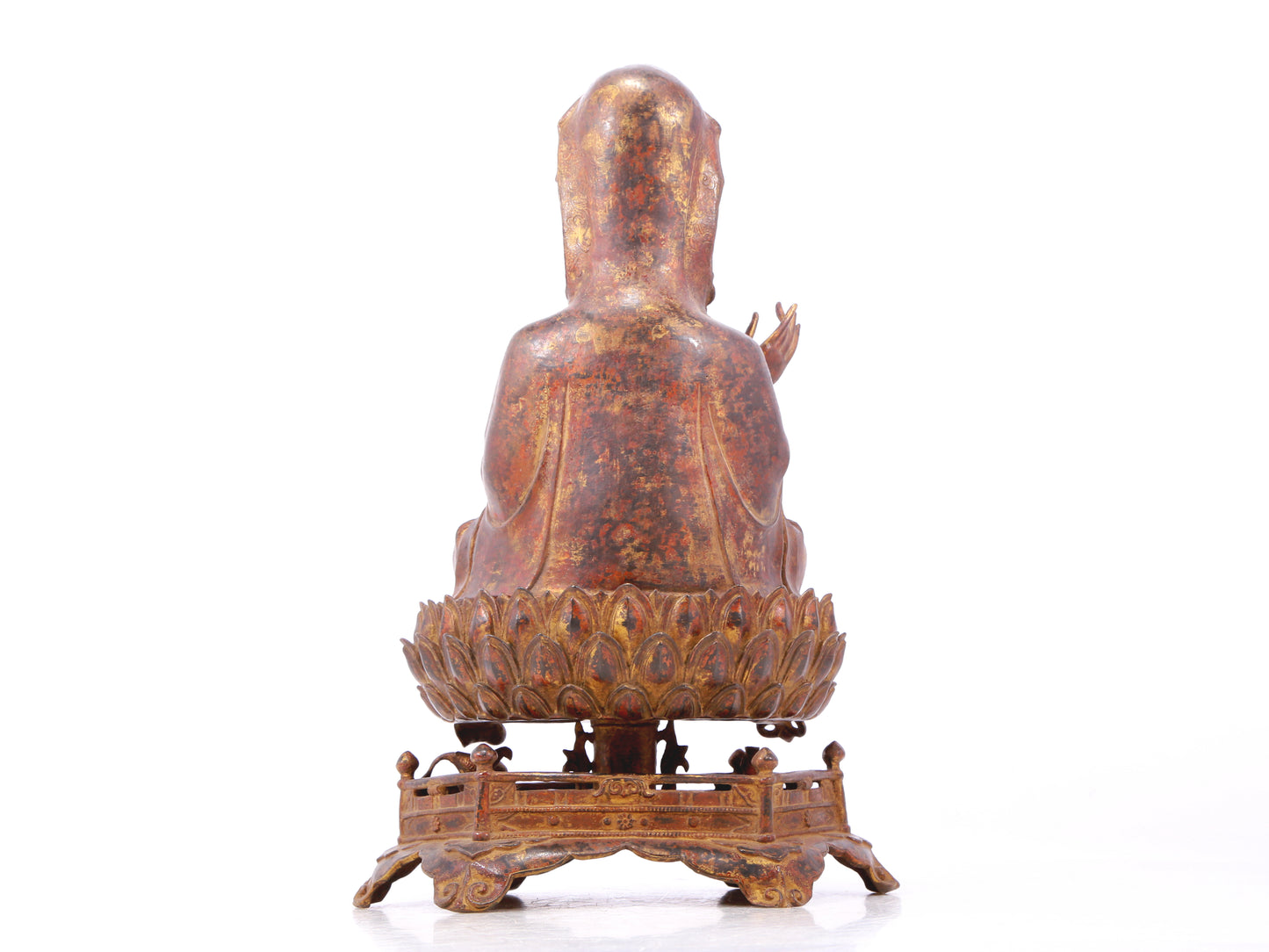 A serene gilt bronze Guanyin statue