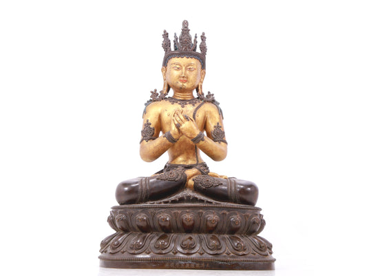 A serene gilt bronze Bodhisattva statue