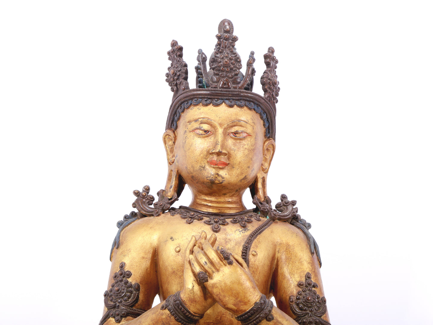 A serene gilt bronze Bodhisattva statue