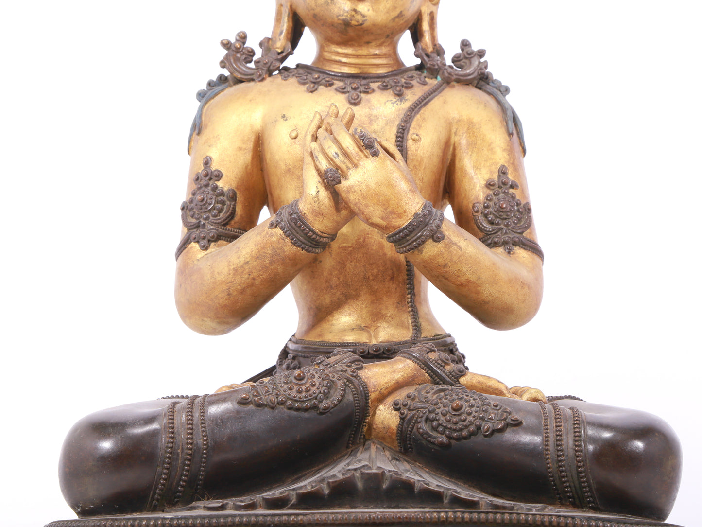 A serene gilt bronze Bodhisattva statue