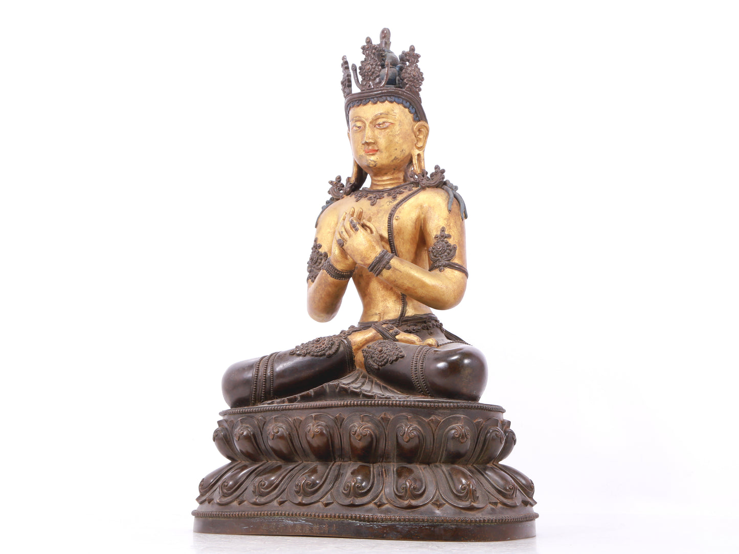 A serene gilt bronze Bodhisattva statue