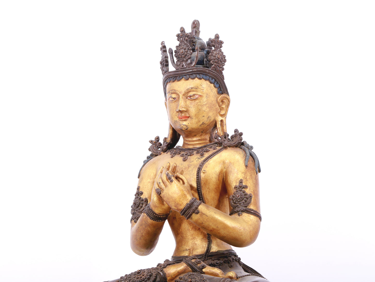 A serene gilt bronze Bodhisattva statue