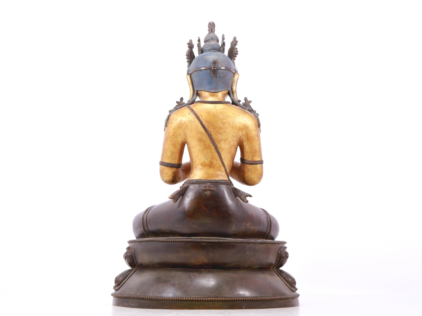 A serene gilt bronze Bodhisattva statue