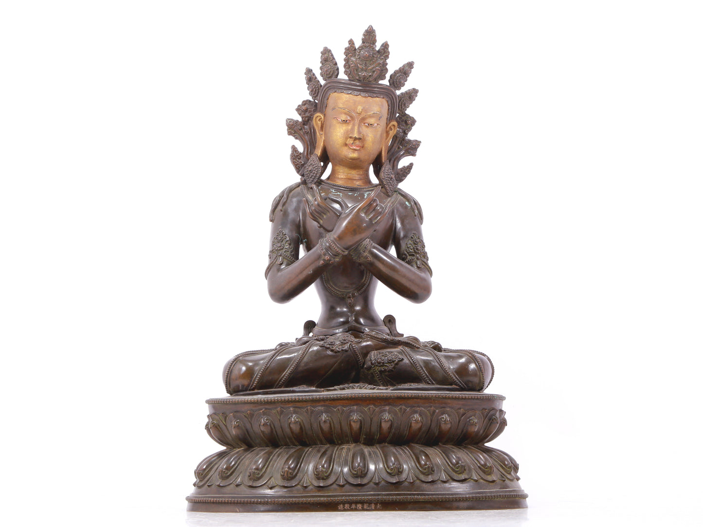 A serene gilt bronze Bodhisattva statue