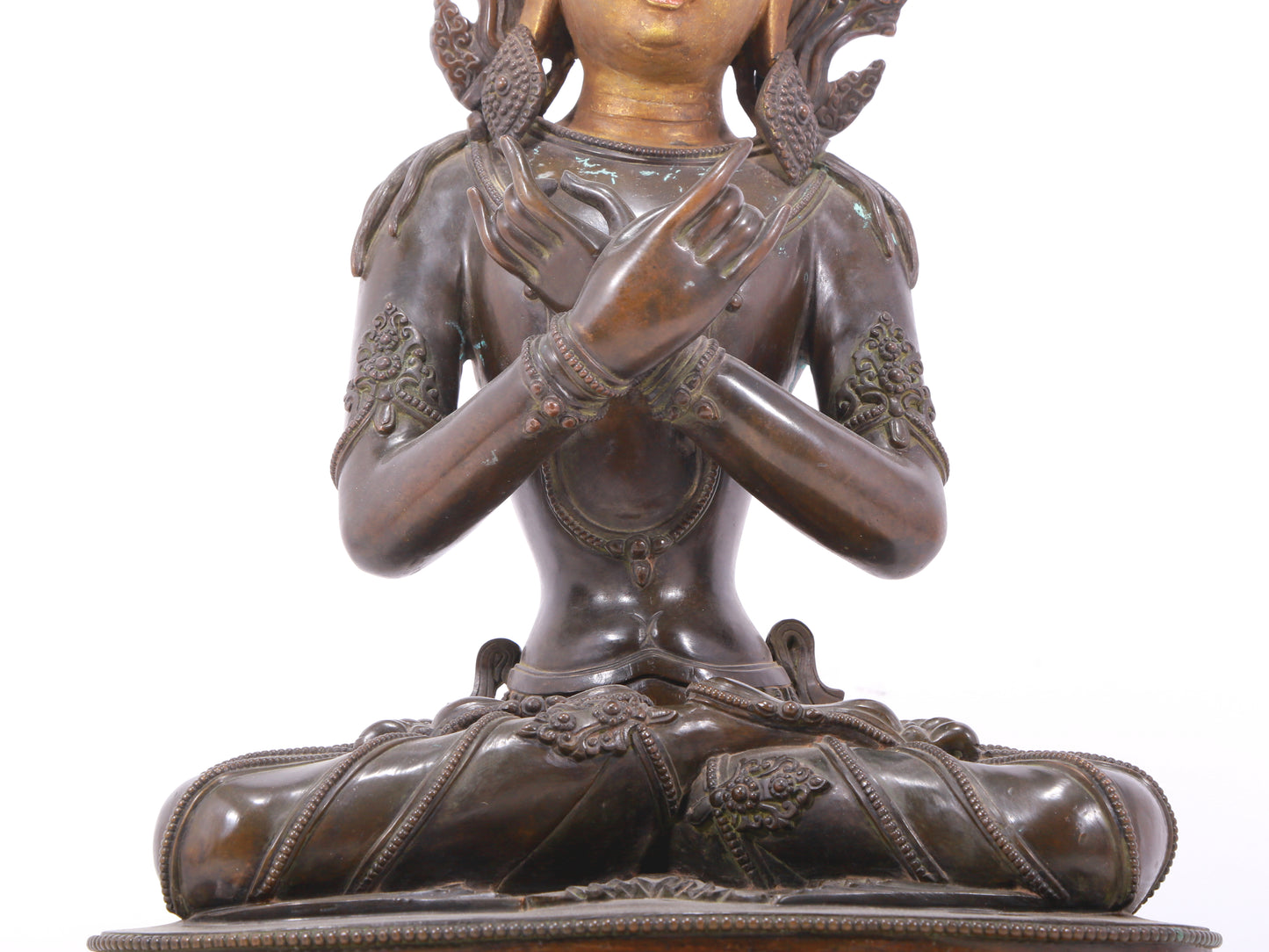 A serene gilt bronze Bodhisattva statue