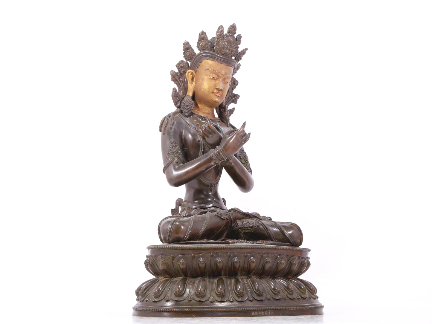 A serene gilt bronze Bodhisattva statue