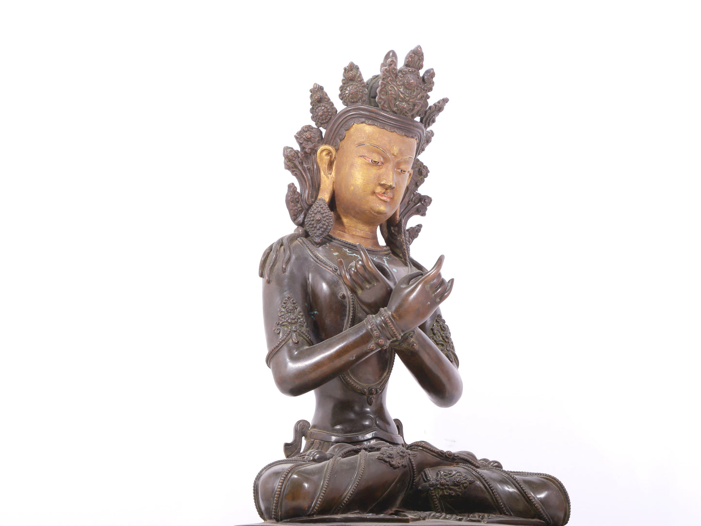 A serene gilt bronze Bodhisattva statue