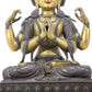 A serene gilt bronze four-armed Guanyin statue