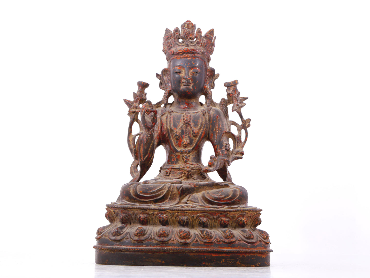 A serene gilt bronze Bodhisattva statue