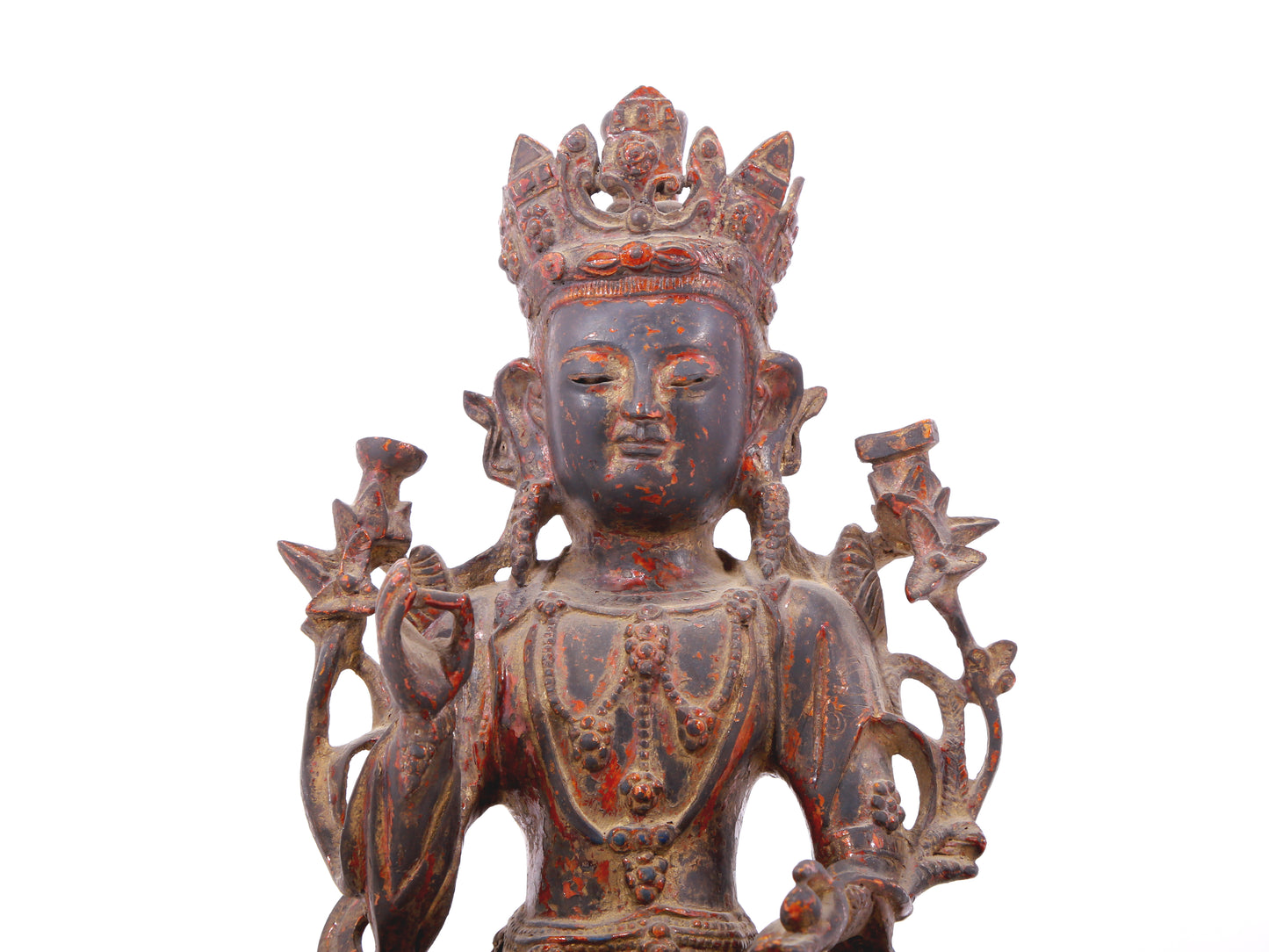 A serene gilt bronze Bodhisattva statue