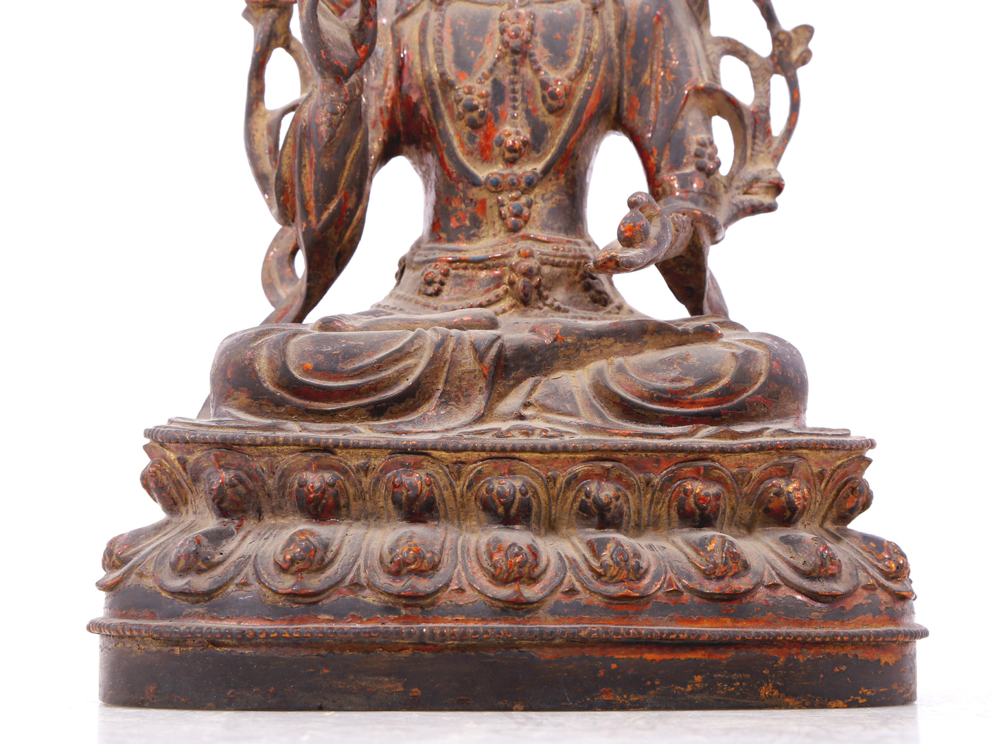 A serene gilt bronze Bodhisattva statue