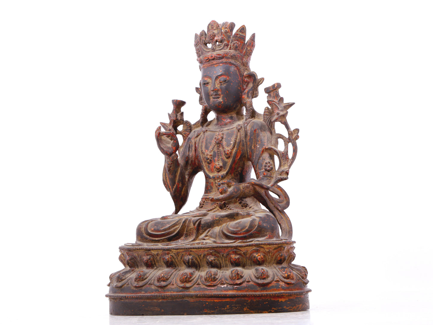 A serene gilt bronze Bodhisattva statue