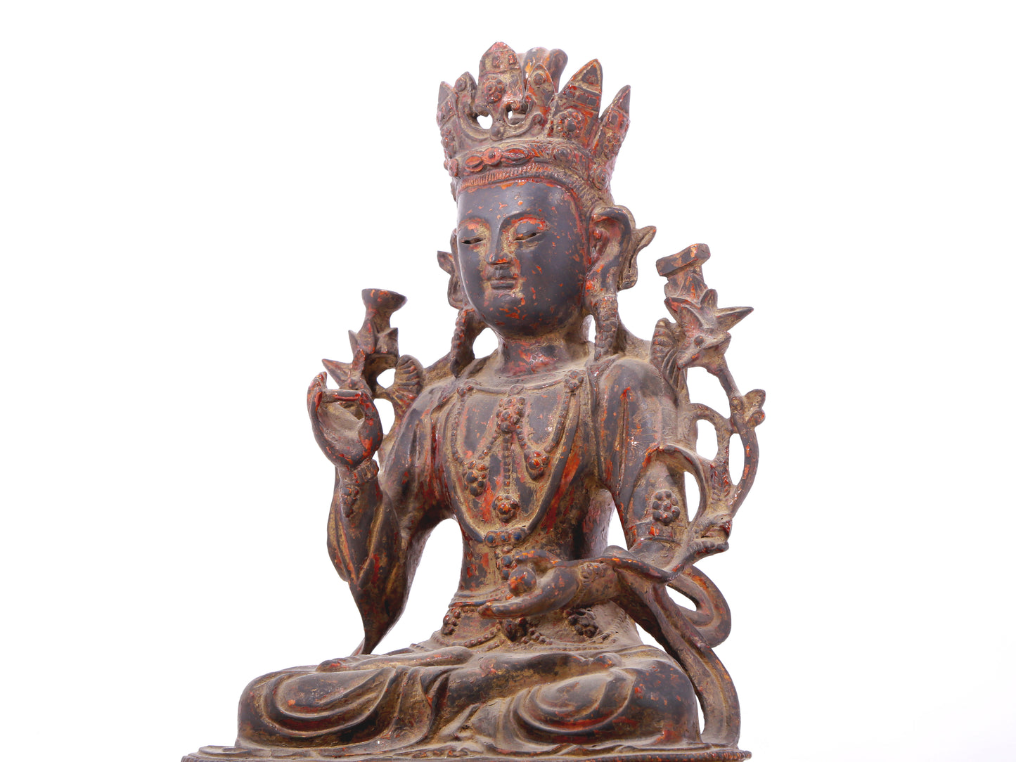 A serene gilt bronze Bodhisattva statue