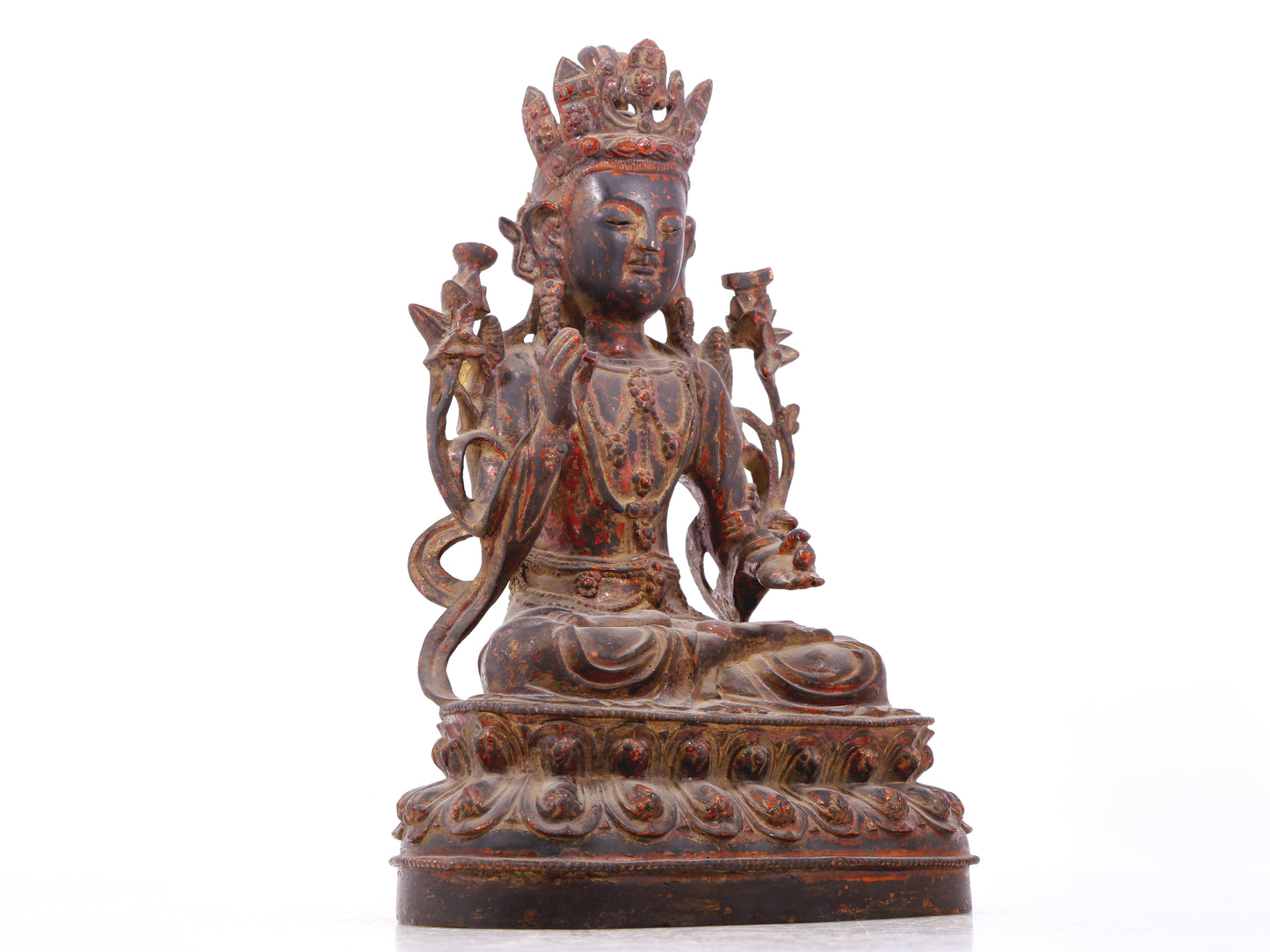 A serene gilt bronze Bodhisattva statue