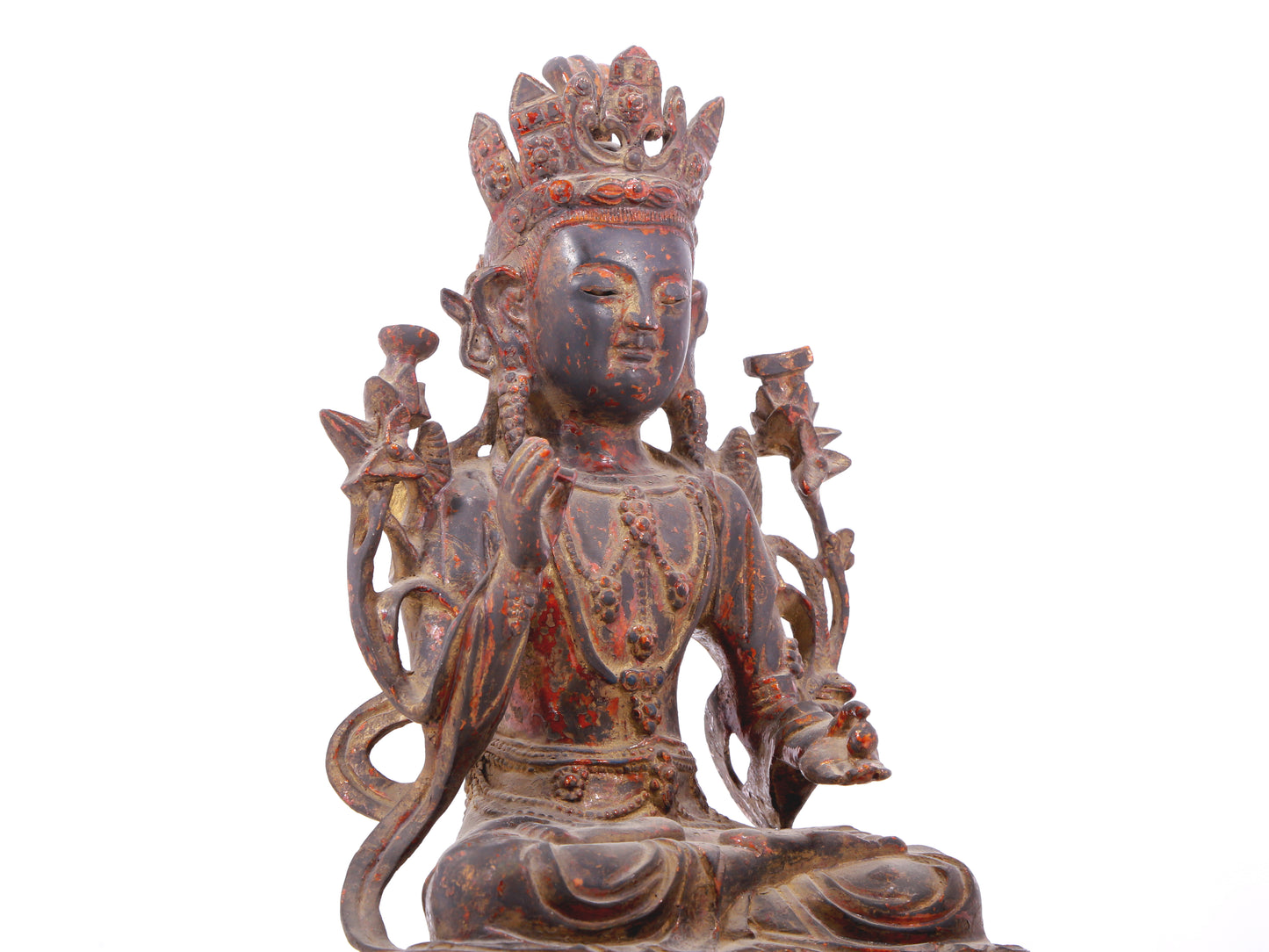 A serene gilt bronze Bodhisattva statue