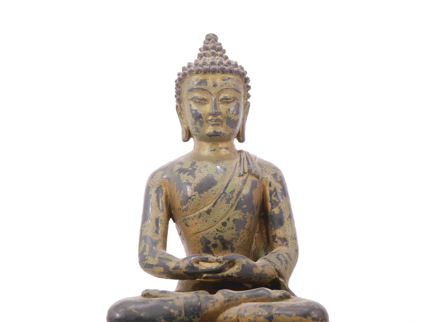 A serene gilt bronze statue of Gautama Buddha