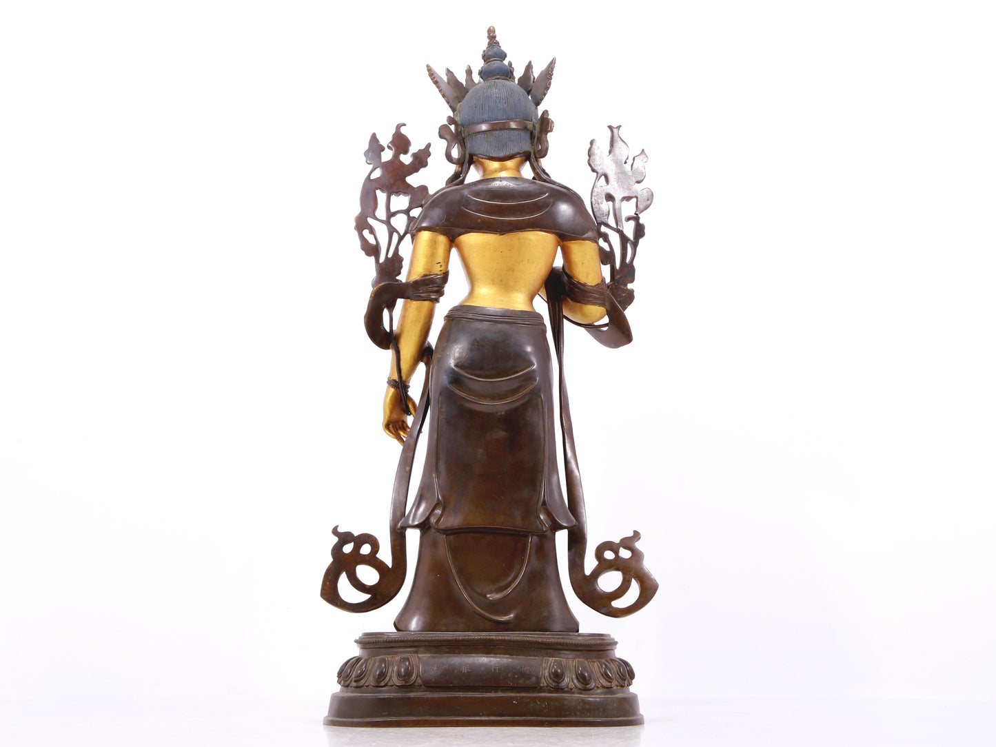 A stunning gilt bronze statue of Manjushri Bodhisattva