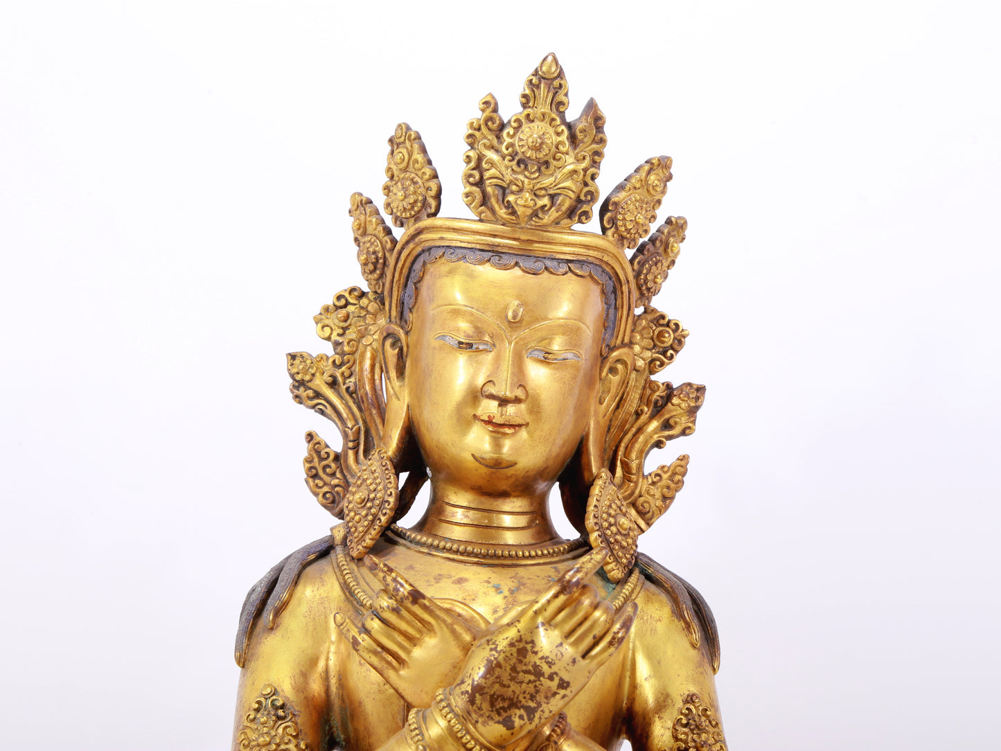 A stunning gilt bronze Bodhisattva statue