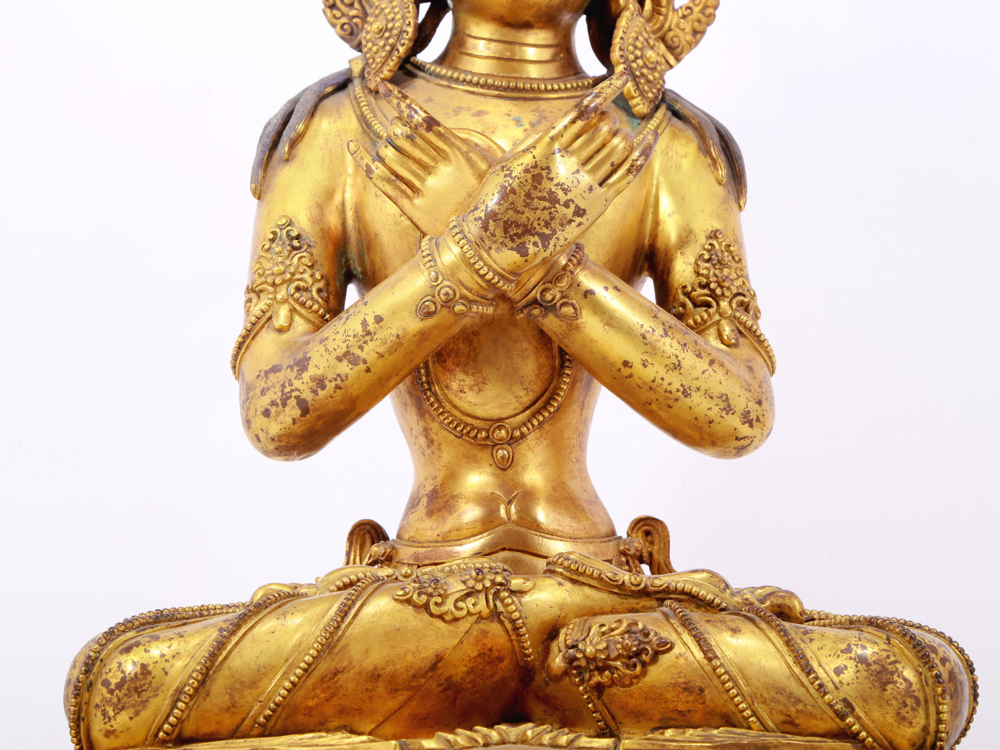 A stunning gilt bronze Bodhisattva statue