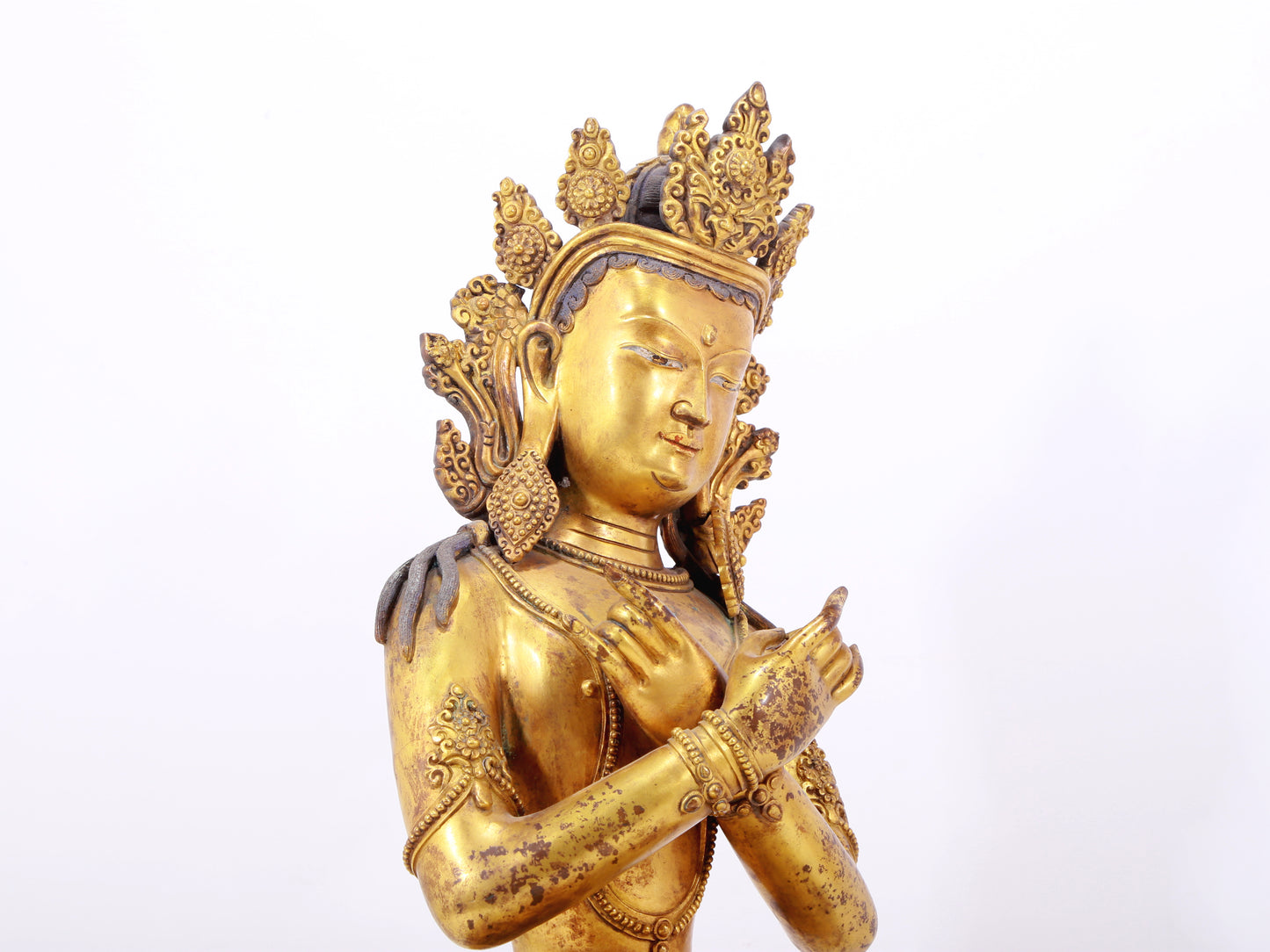 A stunning gilt bronze Bodhisattva statue