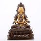 A serene gilt bronze statue of Amitayus Buddha