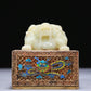 An Elaborate White Jade Gold-Mounted Blueing 'Dragon' Seal With A Gilt-Bronze 'Dragon' Stand