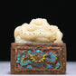 An Elaborate White Jade Gold-Mounted Blueing 'Dragon' Seal With A Gilt-Bronze 'Dragon' Stand