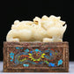An Elaborate White Jade Gold-Mounted Blueing 'Dragon' Seal With A Gilt-Bronze 'Dragon' Stand