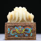 An Elaborate White Jade Gold-Mounted Blueing 'Dragon' Seal With A Gilt-Bronze 'Dragon' Stand